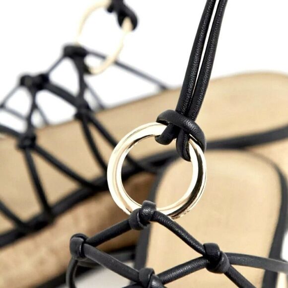 ASOS Cork Wedge Gladiator Sandal Women's Size 9 Black New Without Box - Picture 3 of 9